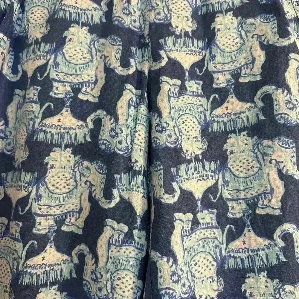 Women’s Lilly Pulitzer Florita Linen Elephant Pants Blue Indigo Joy Ride Size M - Picture 2 of 2